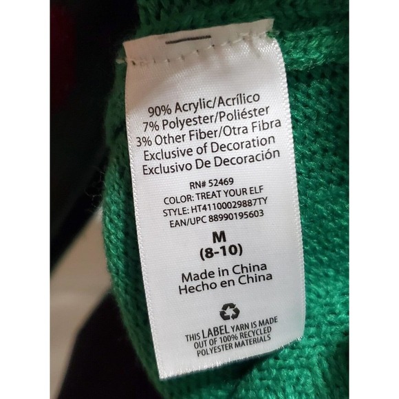 Holiday Times Christmas Green Acrylic Round Neck Long Sleeve Knit Sweater Size M - Picture 10 of 11